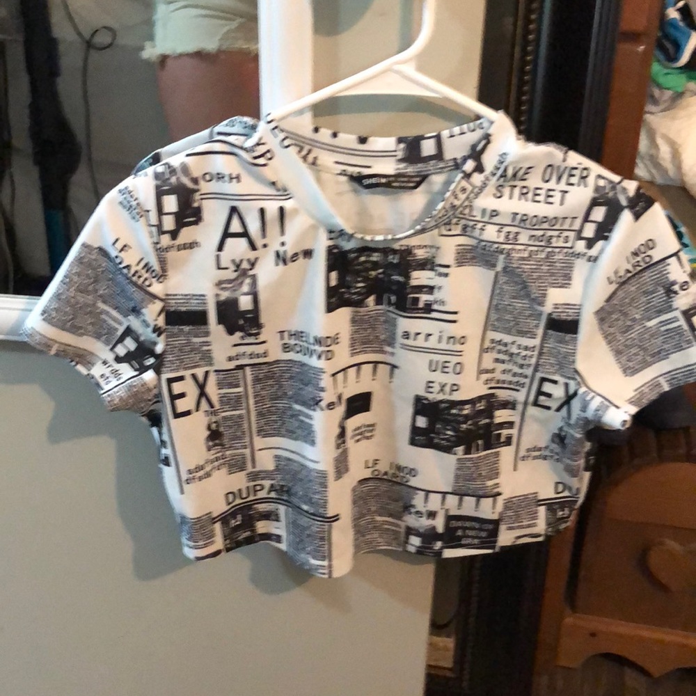 Newspaper pattern crop top